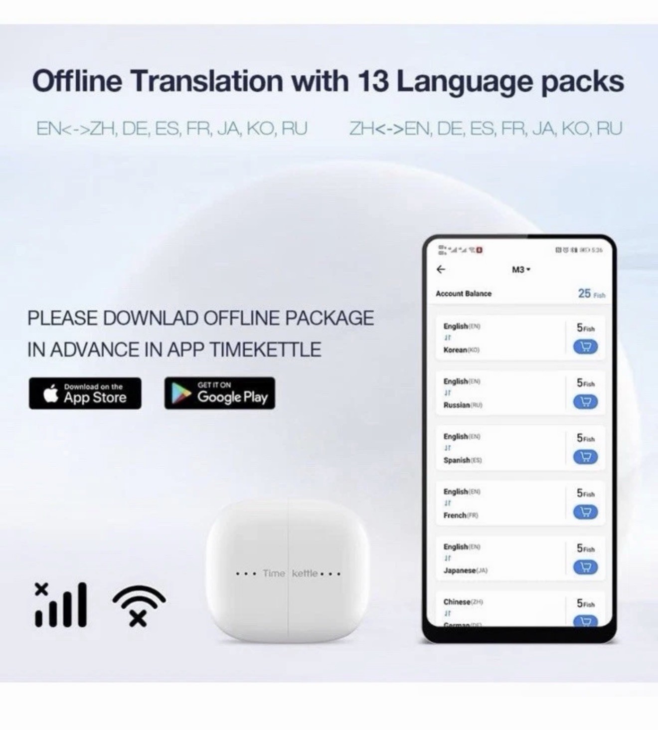 Timekettle M3 Language Translator Earbuds, Two-Way Translator Device with APP…