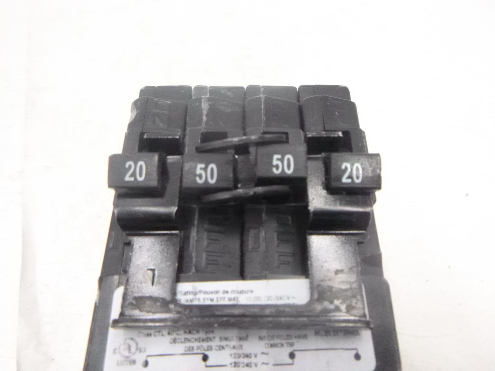 Siemens 4-Pole Circuit Breaker Q22050CT2 60Hz 120/240V 20/50Amp Plug-In Mount
