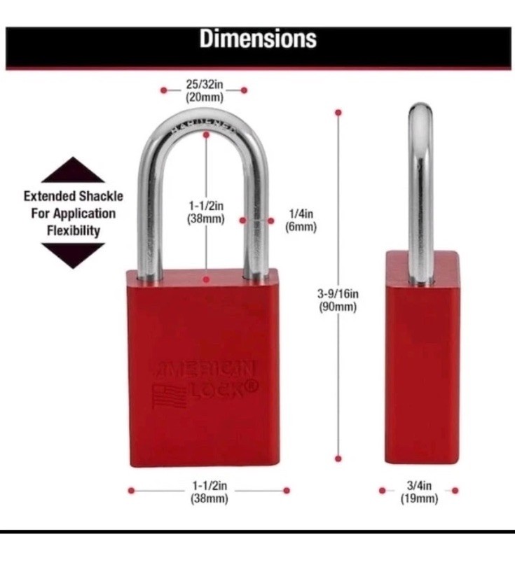 American Lock A1106KARED Keyed Alike Padlocks, Red Aluminum, Steel 6 Pack