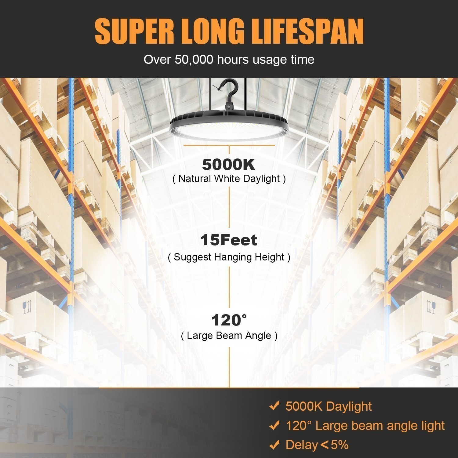 150 Watts UFO LED High Bay Light 21000lm (Eqv. 600W MH/HPS) 5000K 0-10V Dimmable