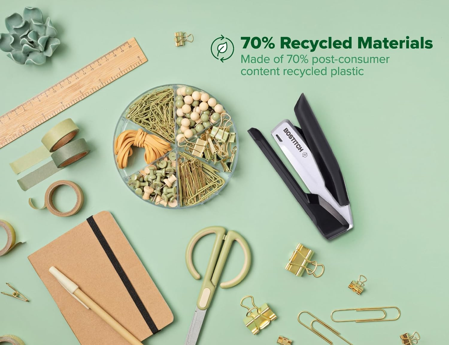 Bostitch Office Inpower Desktop Eco-Friendly Stapler, One-Finger Technology, Jam
