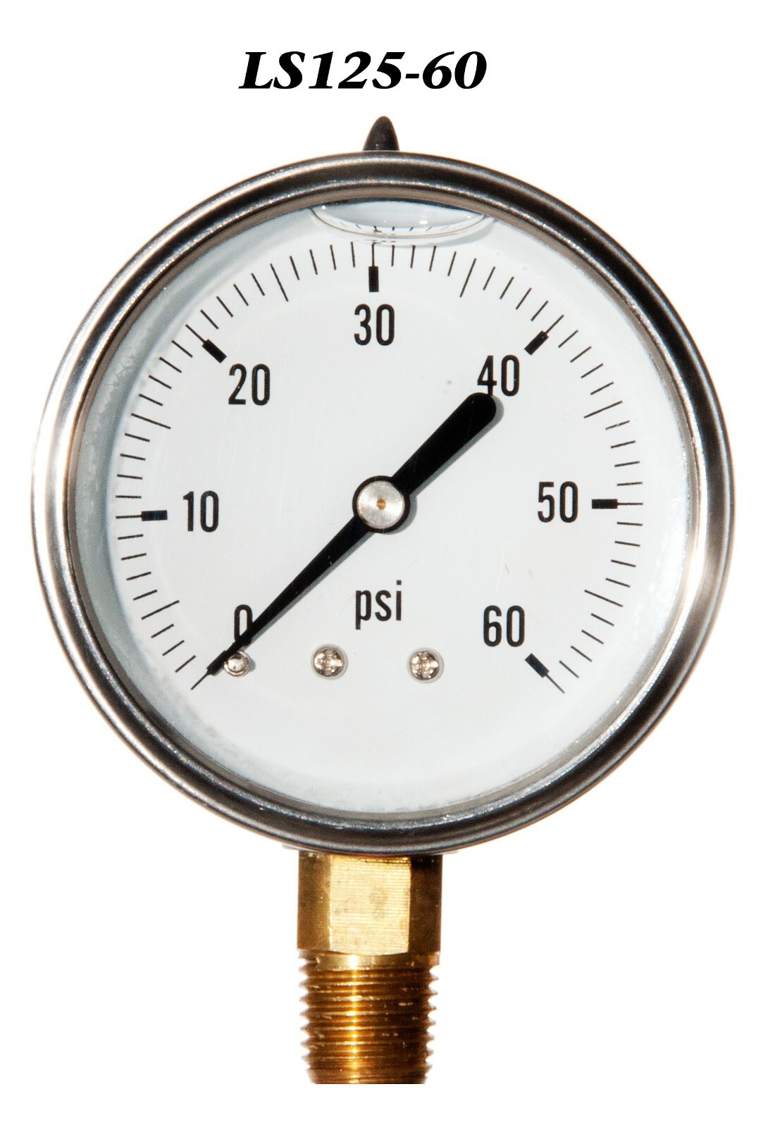 Pressure Gauge 0-60 PSI, Liquid Filled 2.5” Stainless Steel 1/4″ NPT LM