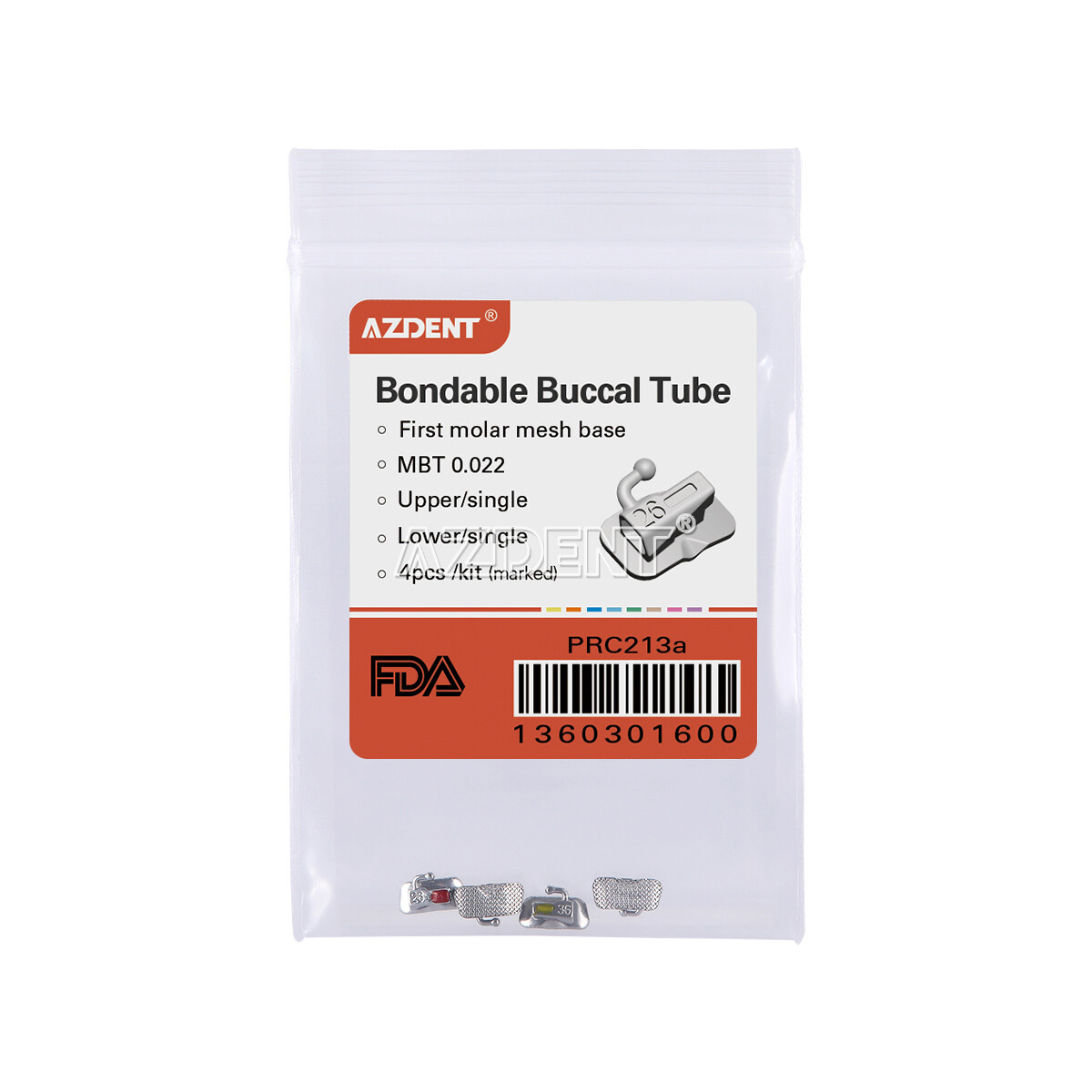 10Pack Dental Tubo Bucal de Ortodoncia No Convertible 1er Molar MBT 022