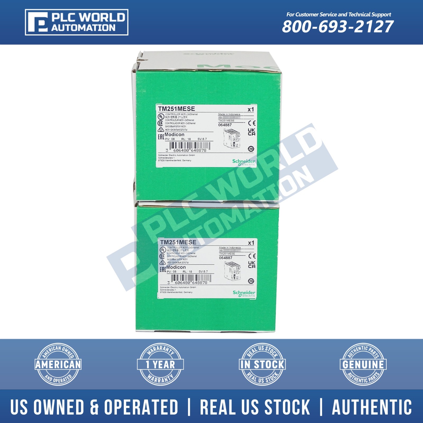 Schneider TM251MESE Modicon M251 Logic Controller, 2 Ethernet, Brand New