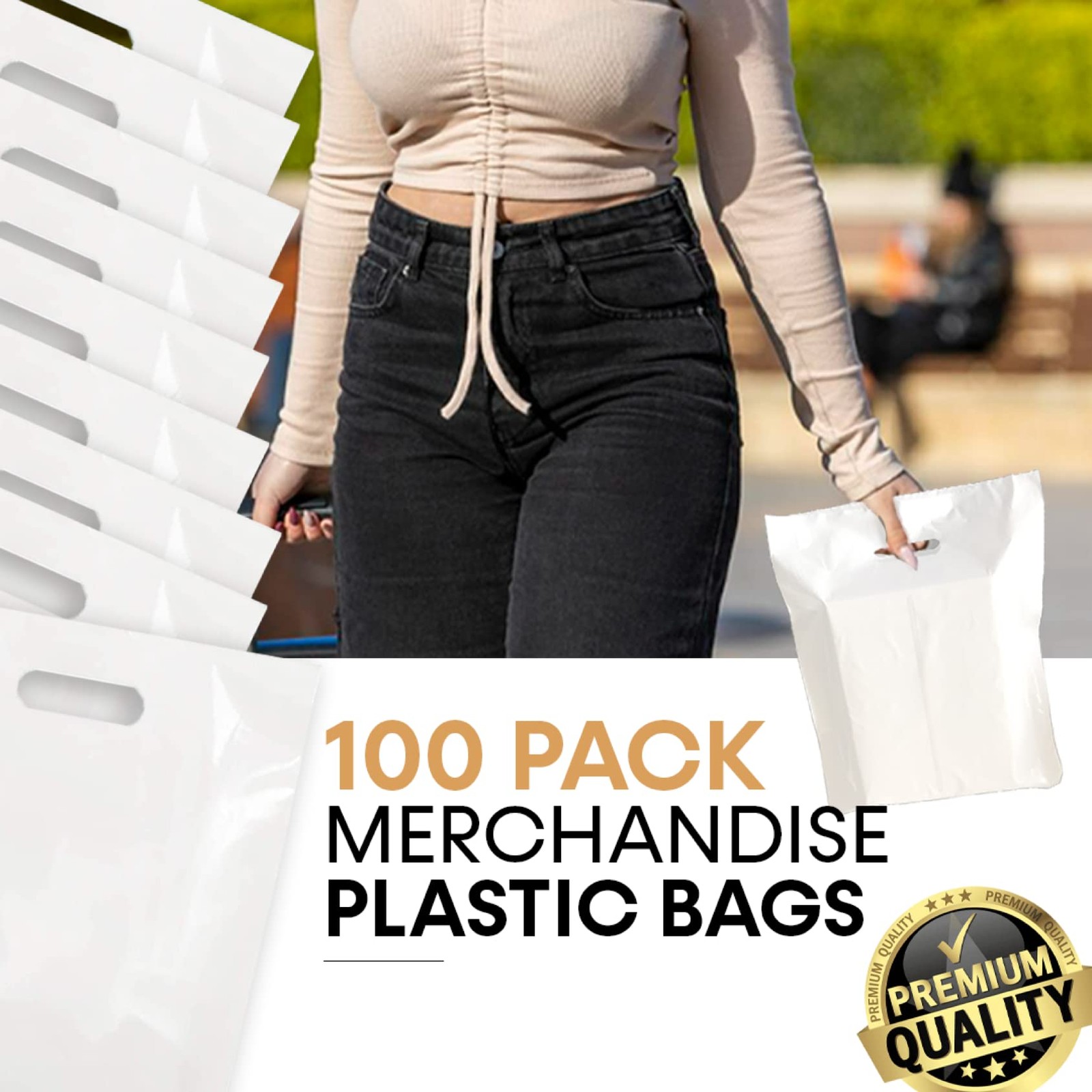 Merchandise Bags, Die Cut Handles, Strong, Durable, and Tear Resistant Bags P…