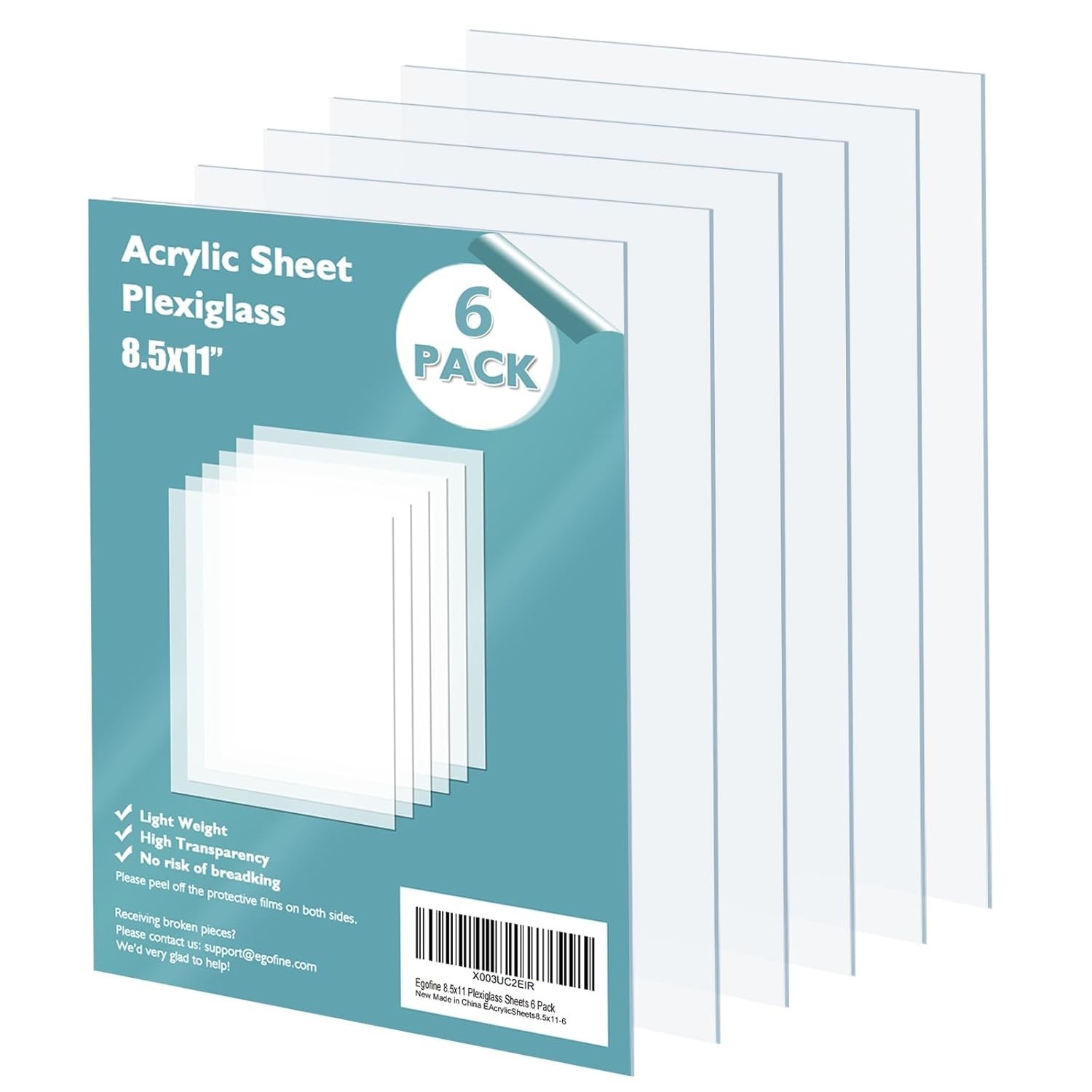 Plexiglass Sheets Acrylic Sheets 6 Pack of 8.5×11’’ 0.04 Thick Clear Plastic …