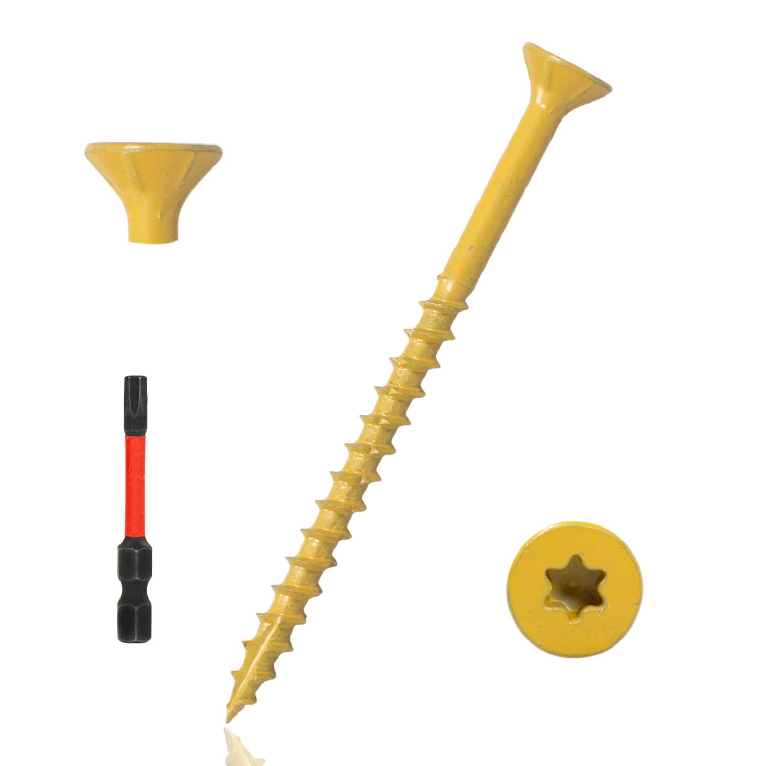 500 Pcs Exterior Deck Screws #10×3 inch, 7.2lb Wood Screws with Yellow Ceramic