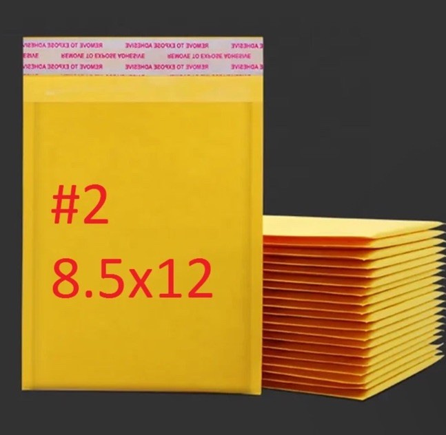 (25) #2 8.5” x 12” Yellow Kraft Bubble Mailers Padded Envelopes Qty:25