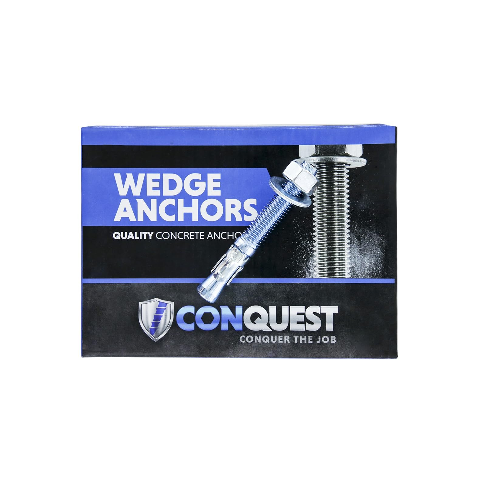 Conquest 1/2 x 3-3/4 Zinc Plated Wedge Anchors (Box of 25) – High Performance Co