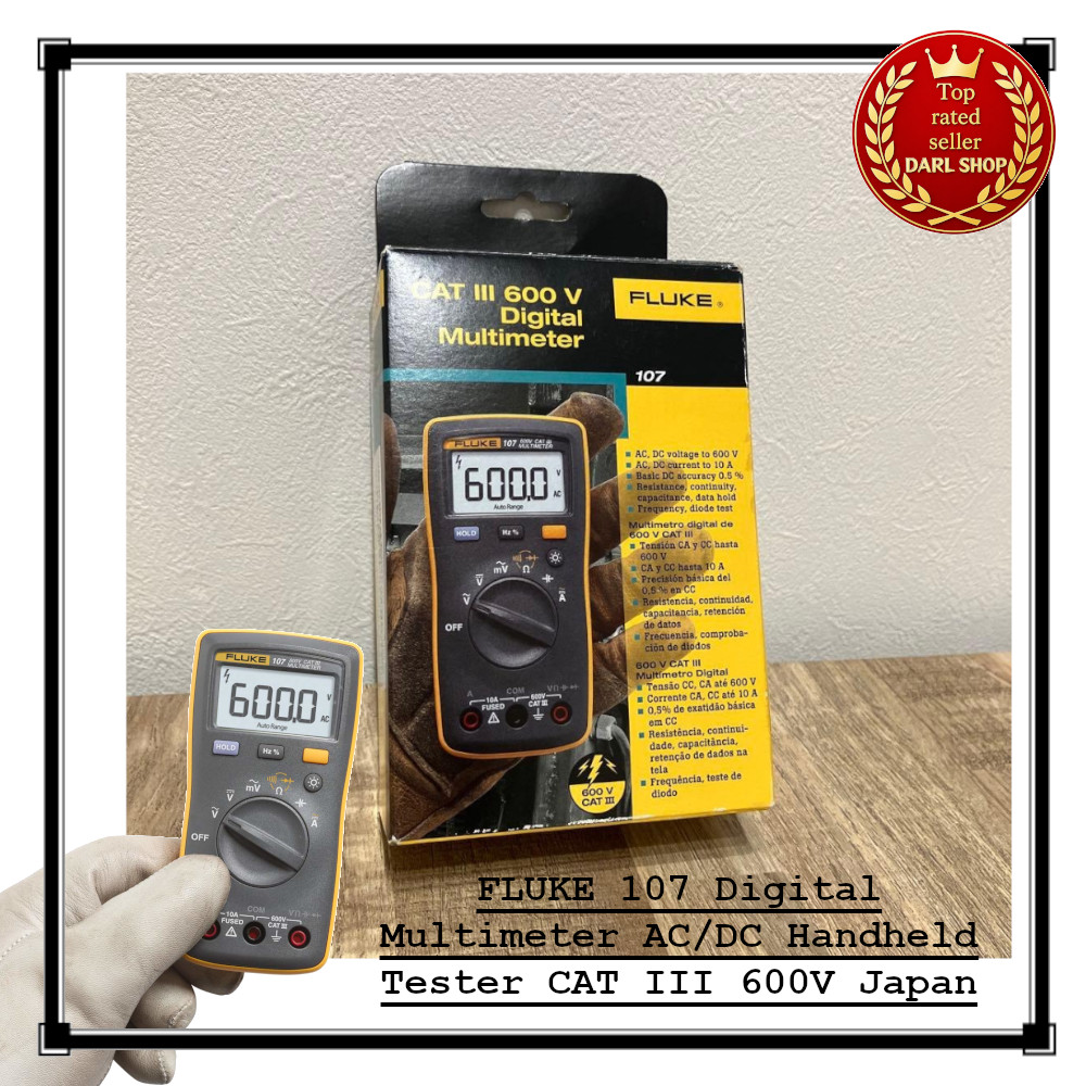 FLUKE 107 Digital Multimeter AC/DC Handheld Tester CAT III 600V Japan
