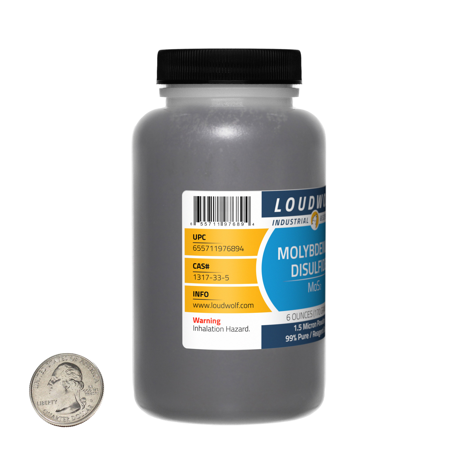 Molybdenum Disulfide / 2.3 Lbs / 6 Bottles / 99% Reagent Grade
