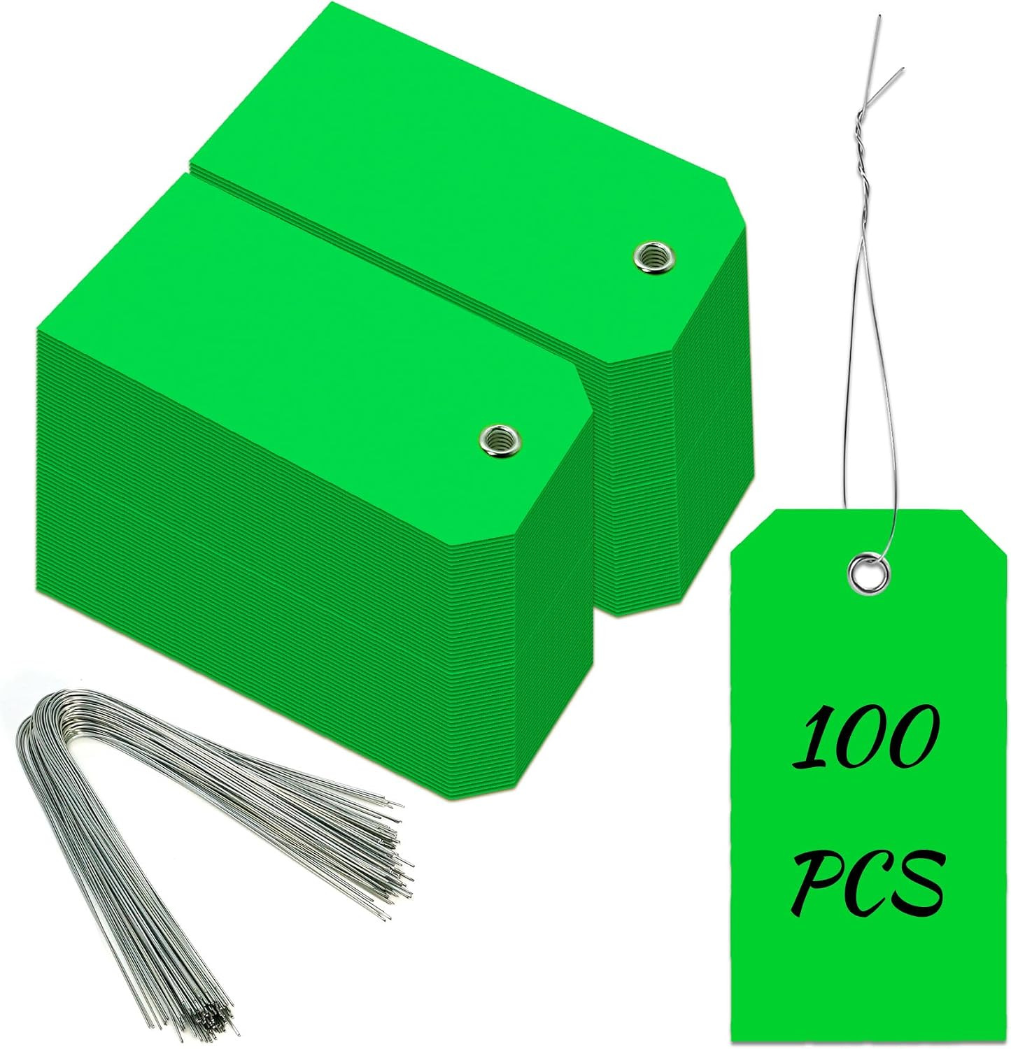 100 Pieces Plastic Shipping Tags with Reinforced Wire Blank Heavy Duty Shipping