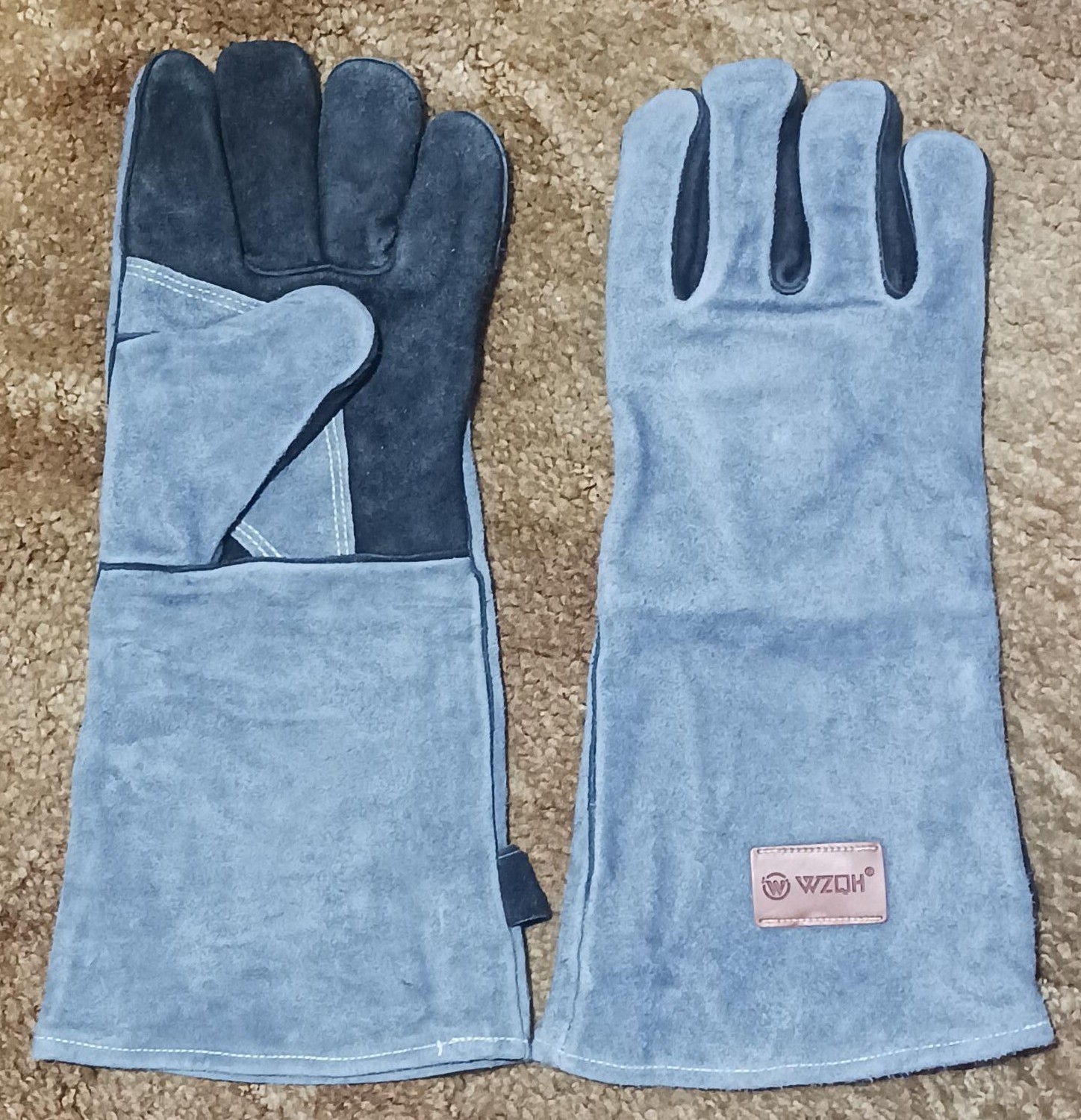 WZQH 16 inch Black & Blue Gray Welding Gloves NIP- 2019