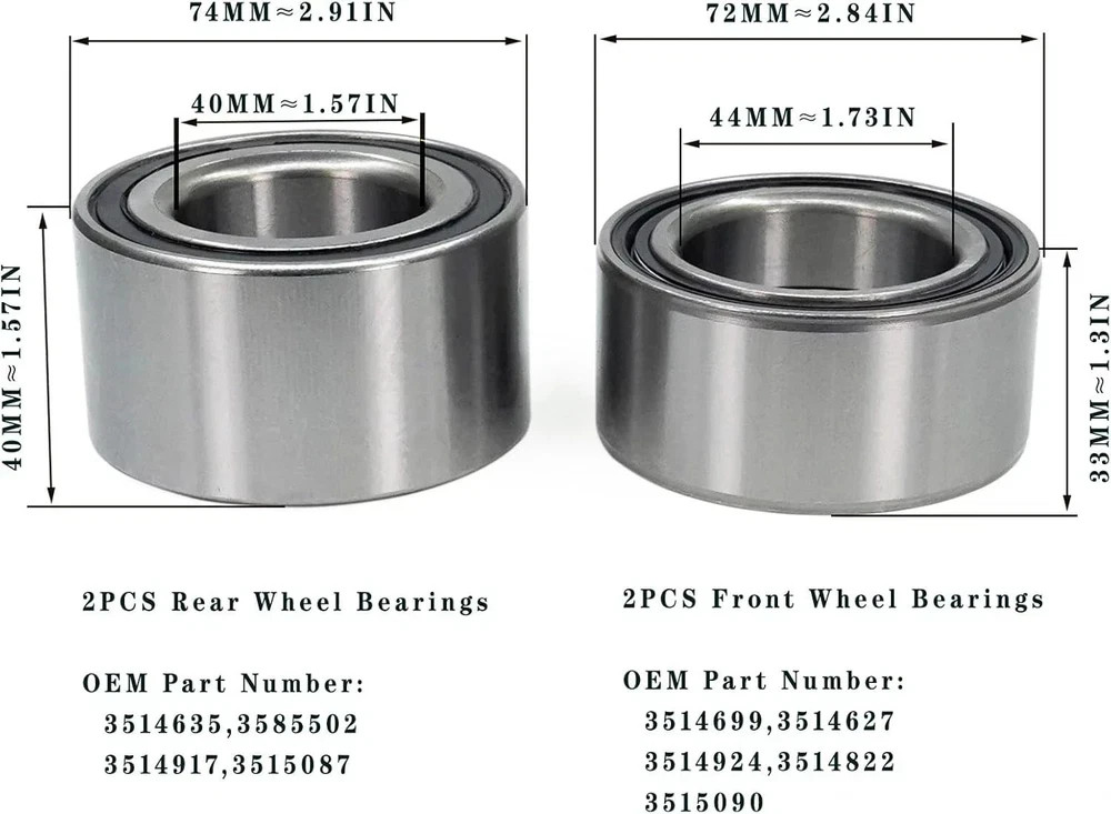 Front and Rear Wheel Bearings Compatible with 2010-2014 Ranger RZR 800/RZR S 8