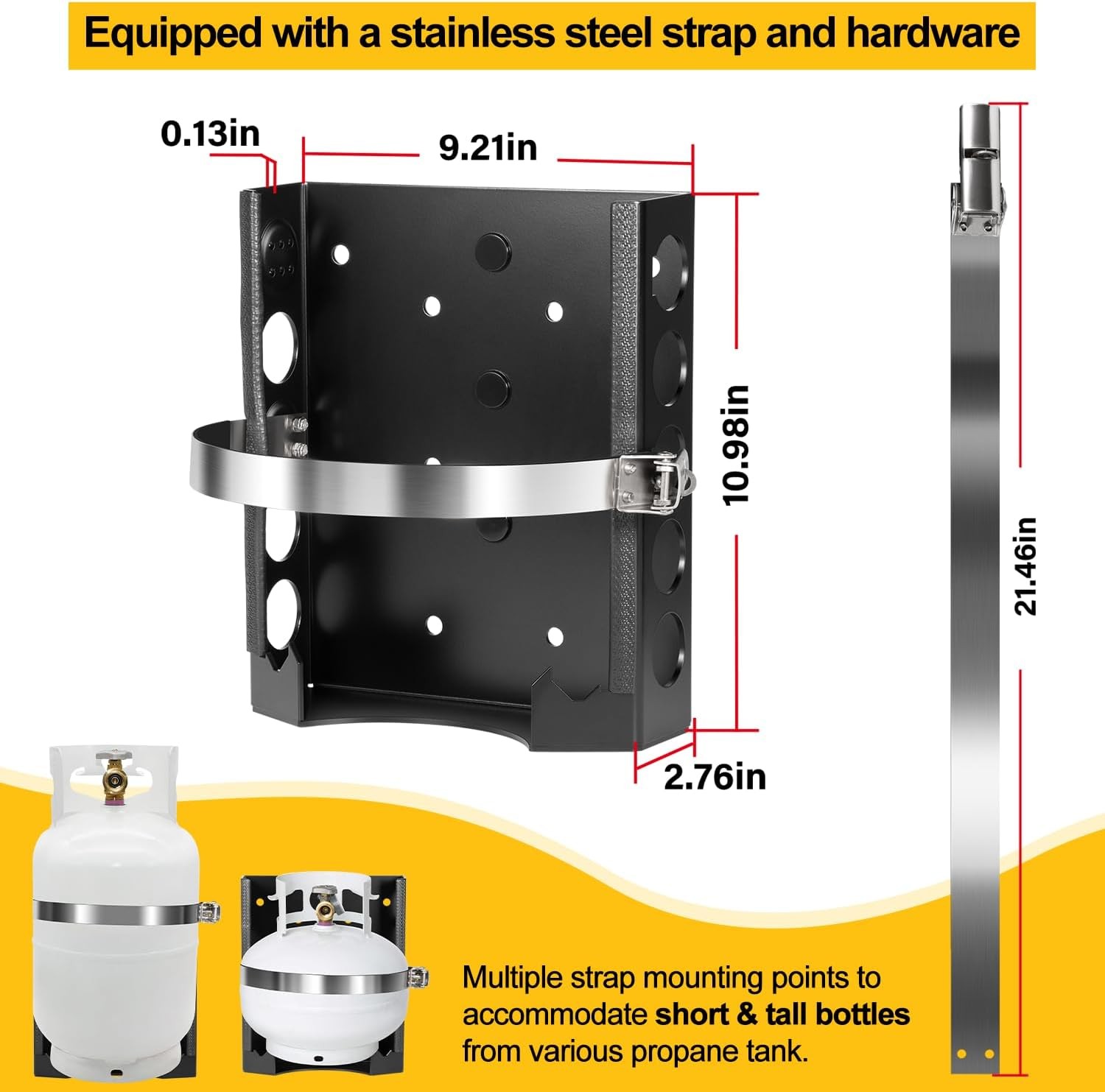 11 lb & 4.25 lb Propane Tank Mount Holder 9 Inch Cylinder Tank Mounting Bracket