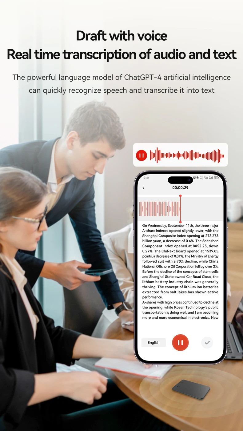 AI Powerd ChatGPT-4 Phone Voice Recorder 58Language Translator Audio Dictaphone
