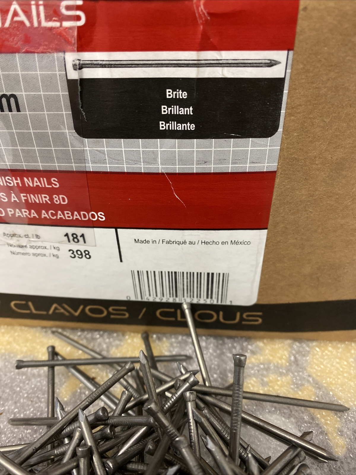 15 OUNCES (APPROX 170) 8D BRITE FINISH NAILS 2-1/2″/6.35CM PRO FIT BRAND