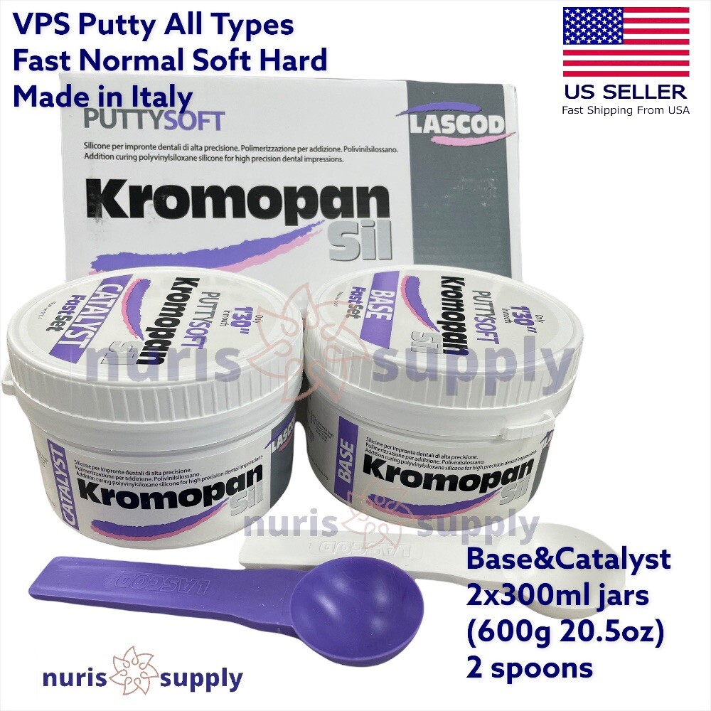 KromopanSil Dental VPS Putty Impression Material 2×300 ml Soft Hard Fast Normal