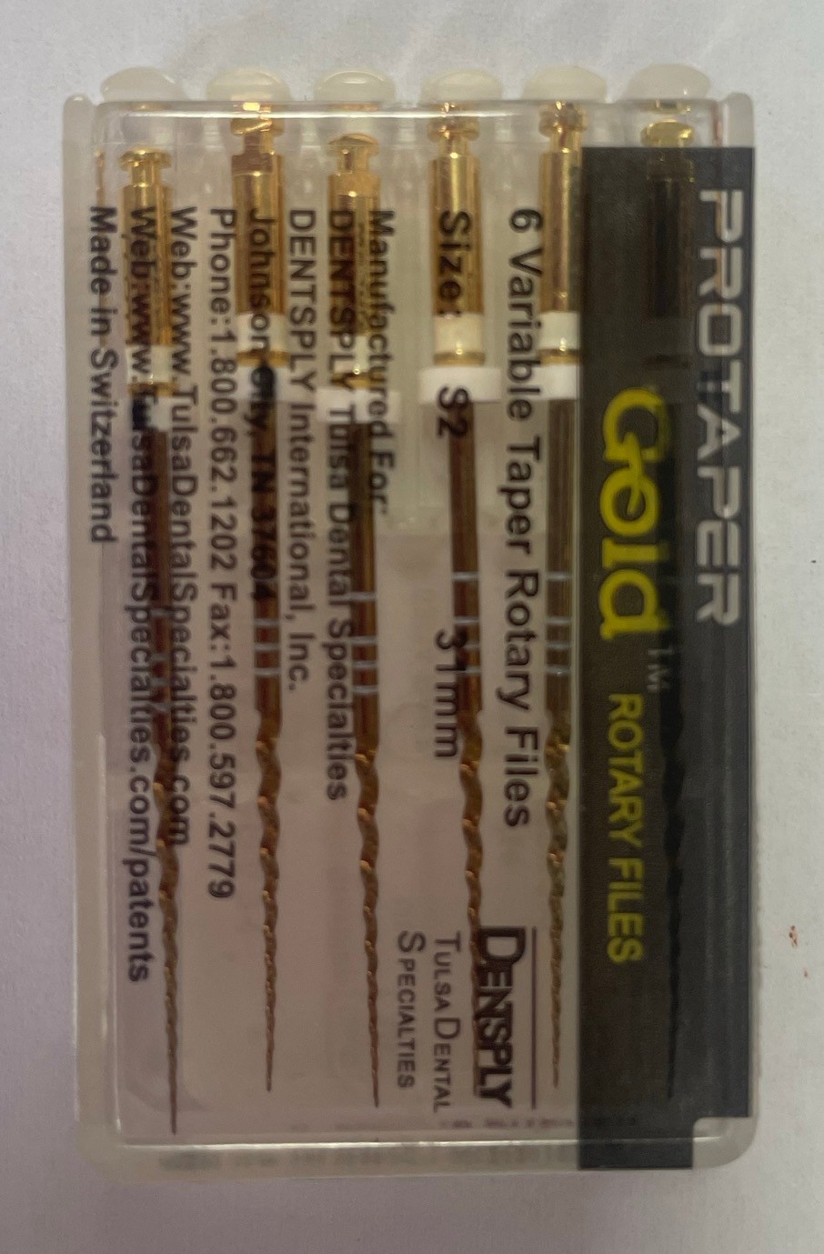 Dentsply ProTaper Gold Nickel Titanium Rotary Files F1 F2 F3 S1 S2 SX-F3 SX19
