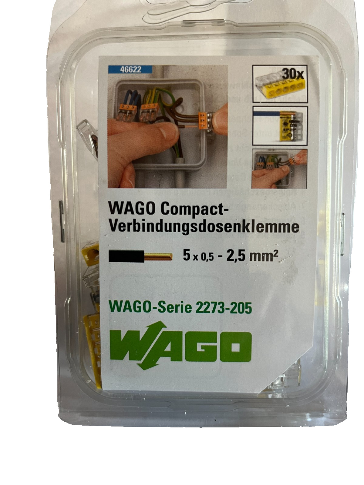 WAGO Connecting Terminal – Yellow (2273205) 5X0.5-2.5 30pc Pack. K1