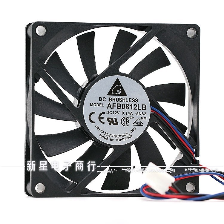 1 PCS DELTA Fan AFB0812LB DC12V 0.14A 8015 8cm 3-Pin double Ball cooling fan