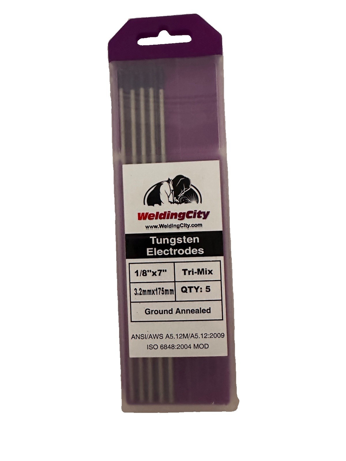 WeldingCity Tri-Mix Tungsten Electrodes 1/8” x 7” 3.2mm Qty 5 TIG Welding