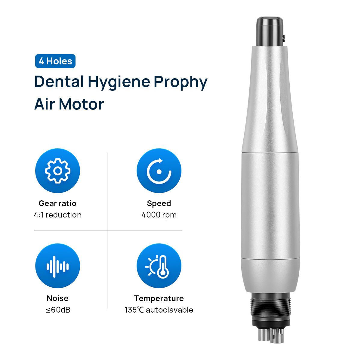360° Swivel Dental Hygiene Prophy Handpiece Air Motor 4 Holes /Polishing HP Kit