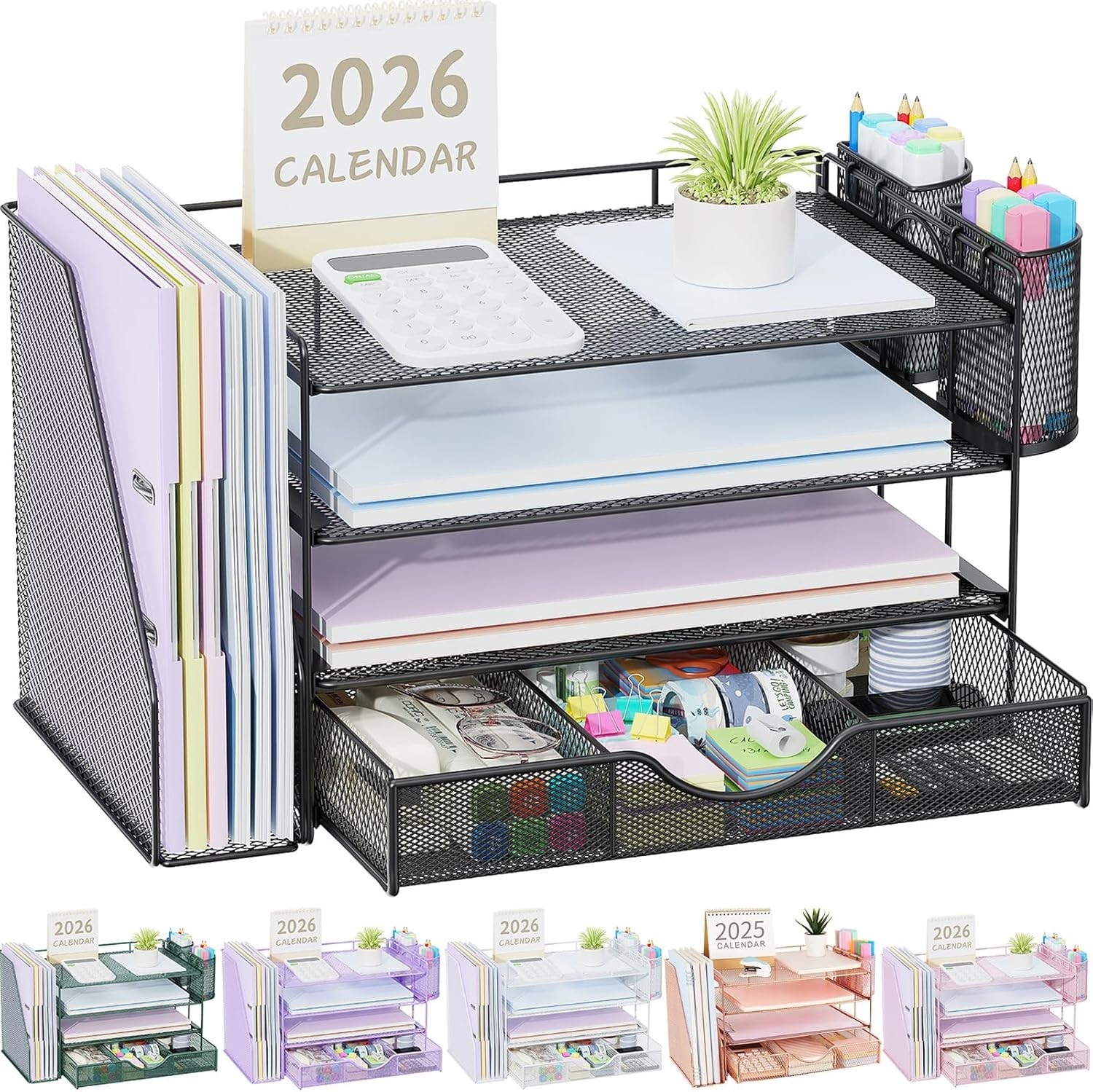 Rust-Resistant Modern Desk Organizer with Drawer & Pen Holders – Compact Size