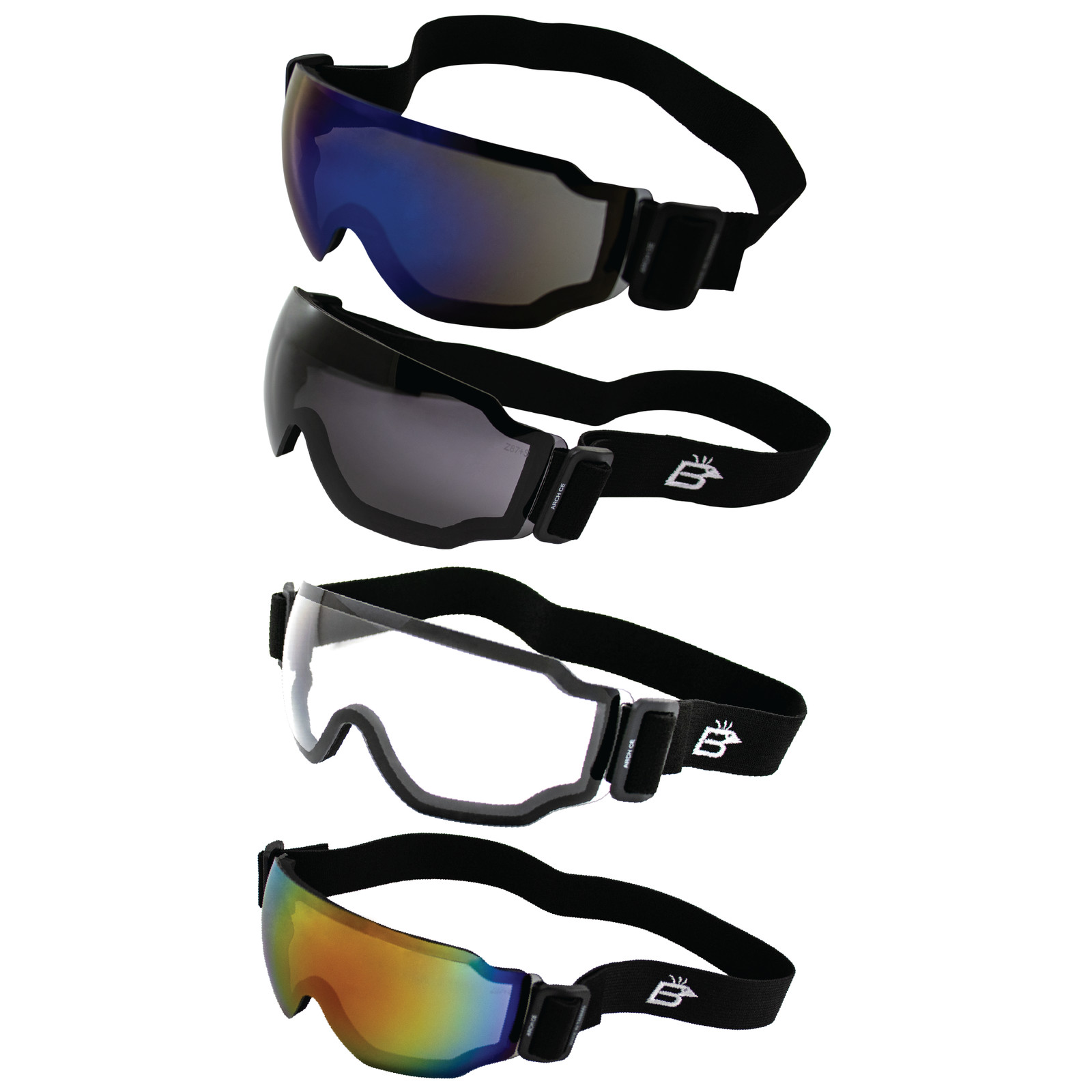 Birdz Eyewear Arch Sports Padded Safety Sky Diving Ski Motorcycle Goggles for