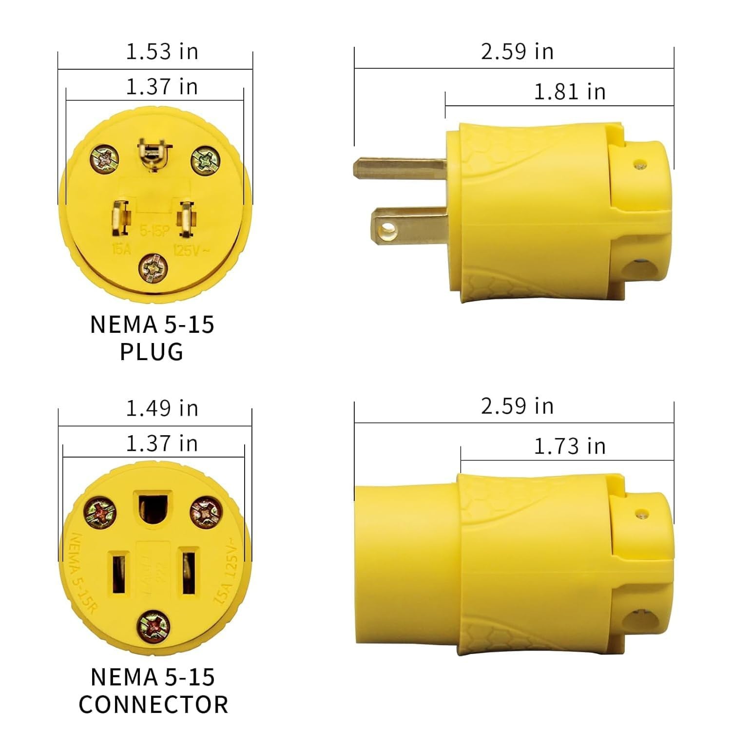Thunderway Electrical Replacement Plug & Connector Set, Extension Cord Ends Male