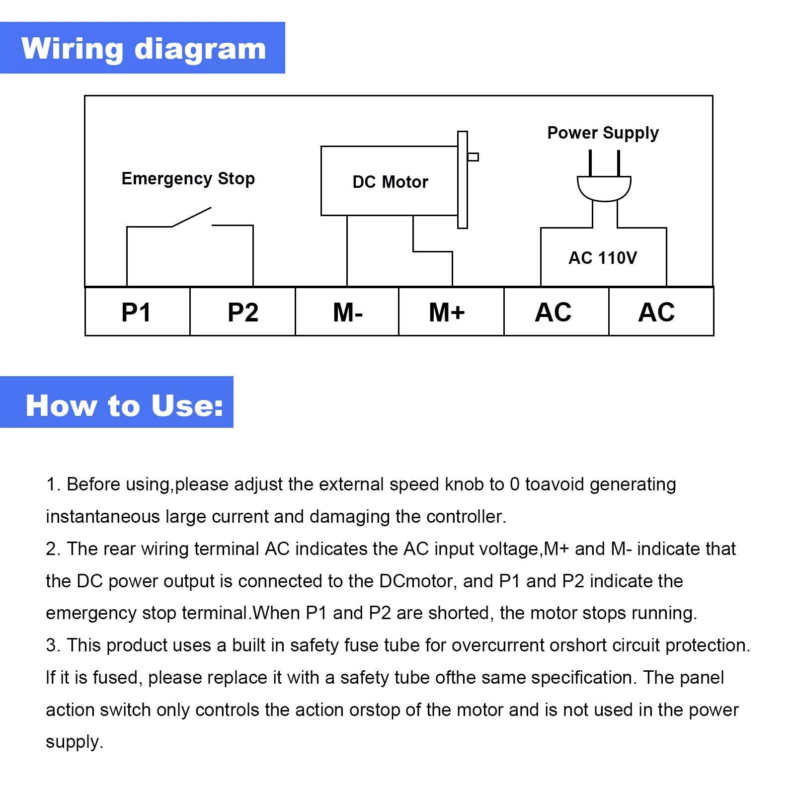 4.4*3.94*2.36in 500W New DC Motor Speed Controller For Flexible CW/CCW Rotation
