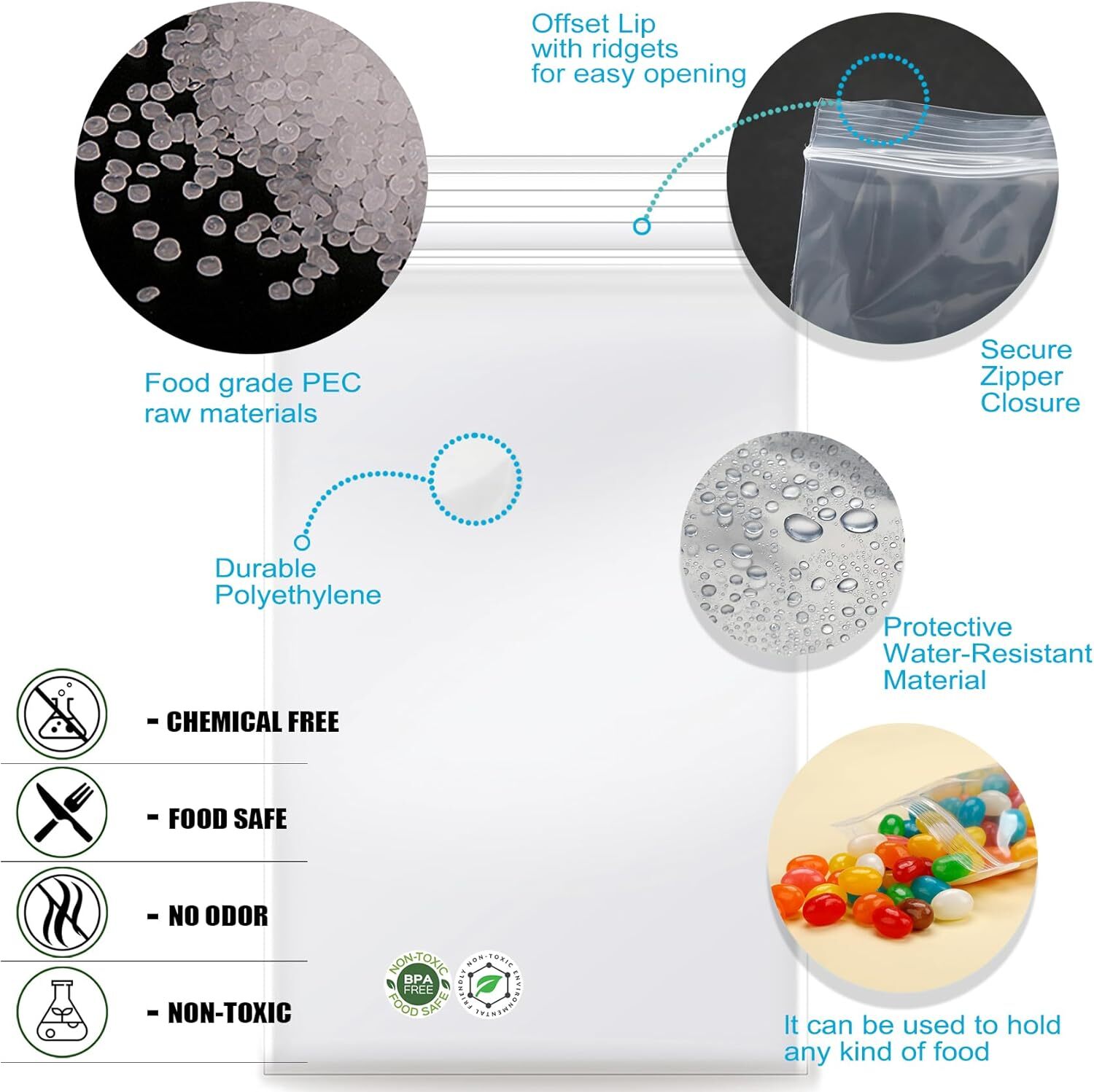 3”x 4″, 100 pcs 2 mil Clear Plastic Reclosable Zip Zipper Lock Jewelry Bags