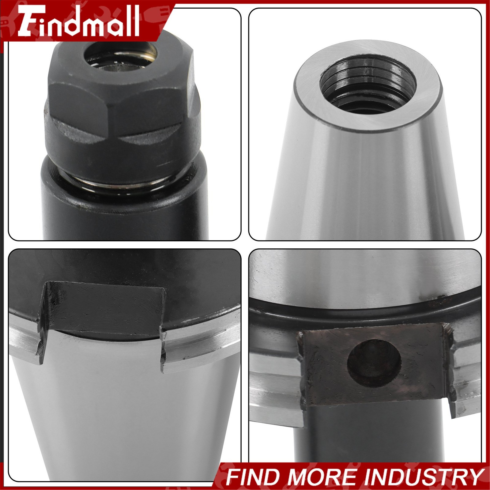 Findmall 2 Pcs CAT50 ER16 Collet Chuck Set 4″ Projection for CNC Mills