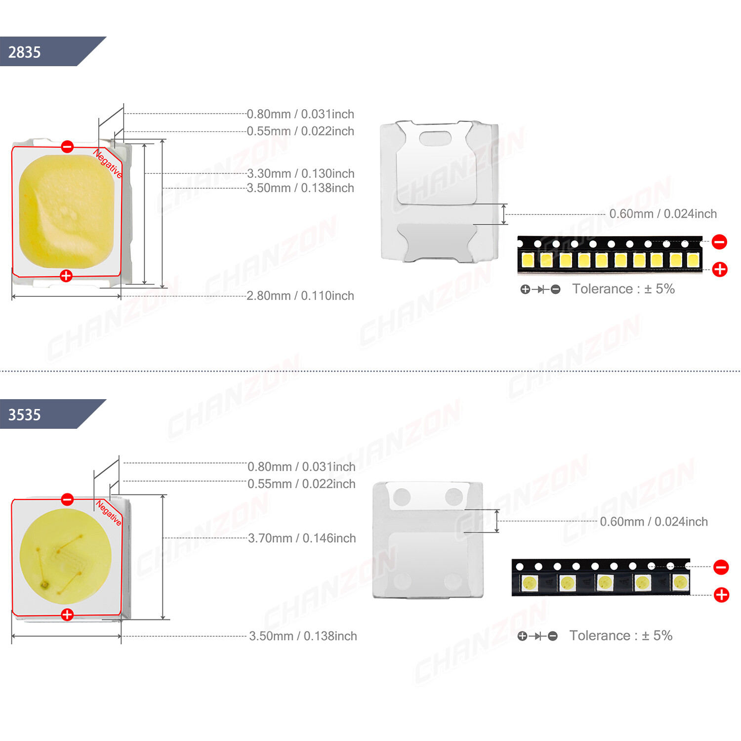 0805 1206 0603 3535 3528 2835 5630 5730 LED SMD Diode White Red Green RGB UV 3V