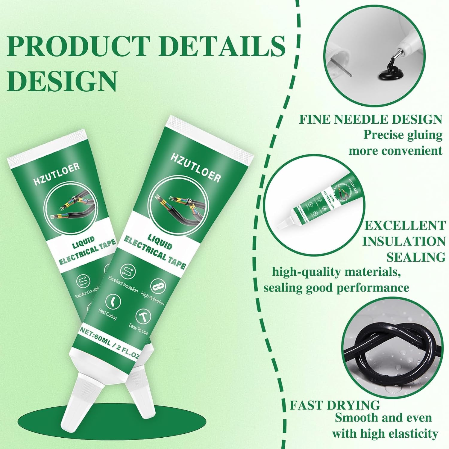 Liquid Electrical Tape, Waterproof Fast Drying High Temp Sealant Glue 2 Pack