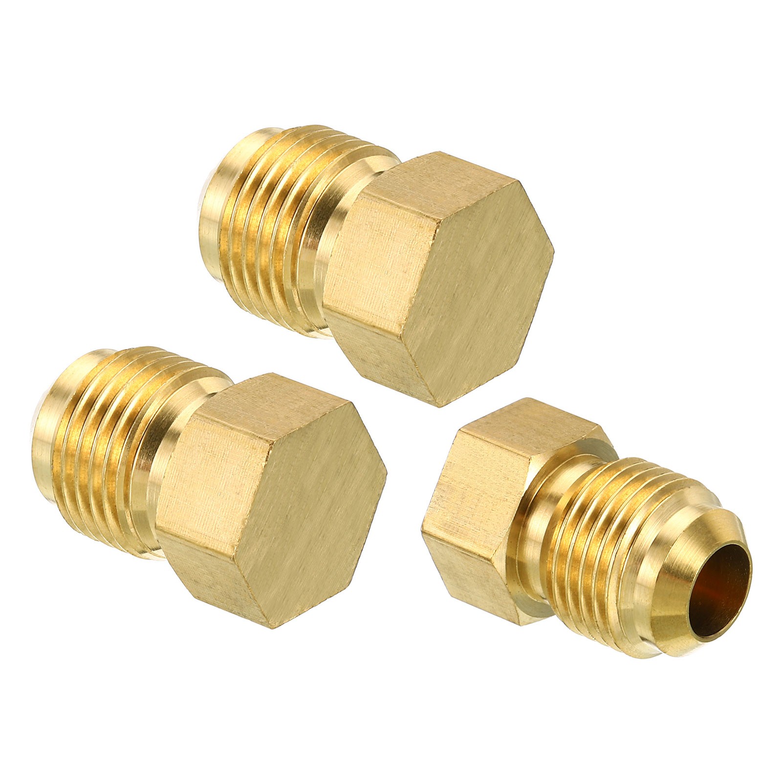 3 Pcs Male 5/8″-18UNF Brass Flared Plug 3/8 SAE Flare Tube 45 Degree Fitting