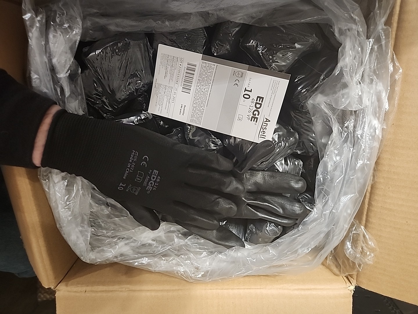 144 pairs XL Ansell EDGE 48-126 Abrasion-resistant gloves Size 10 X large