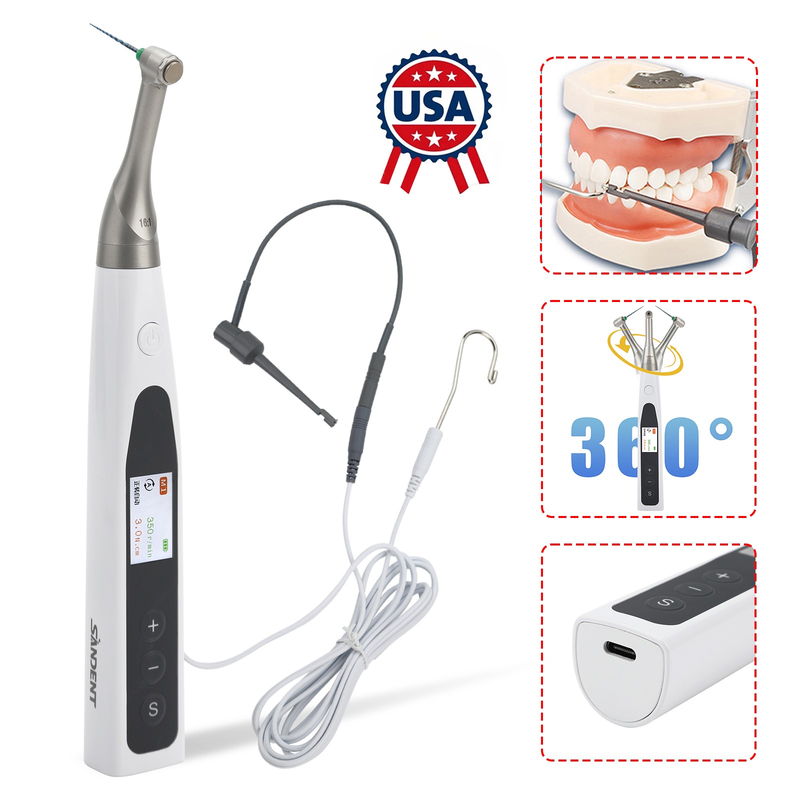 2 in 1 Wireless Dental Endo Motor with Apex Locator Root Canal Treatment SANDENT