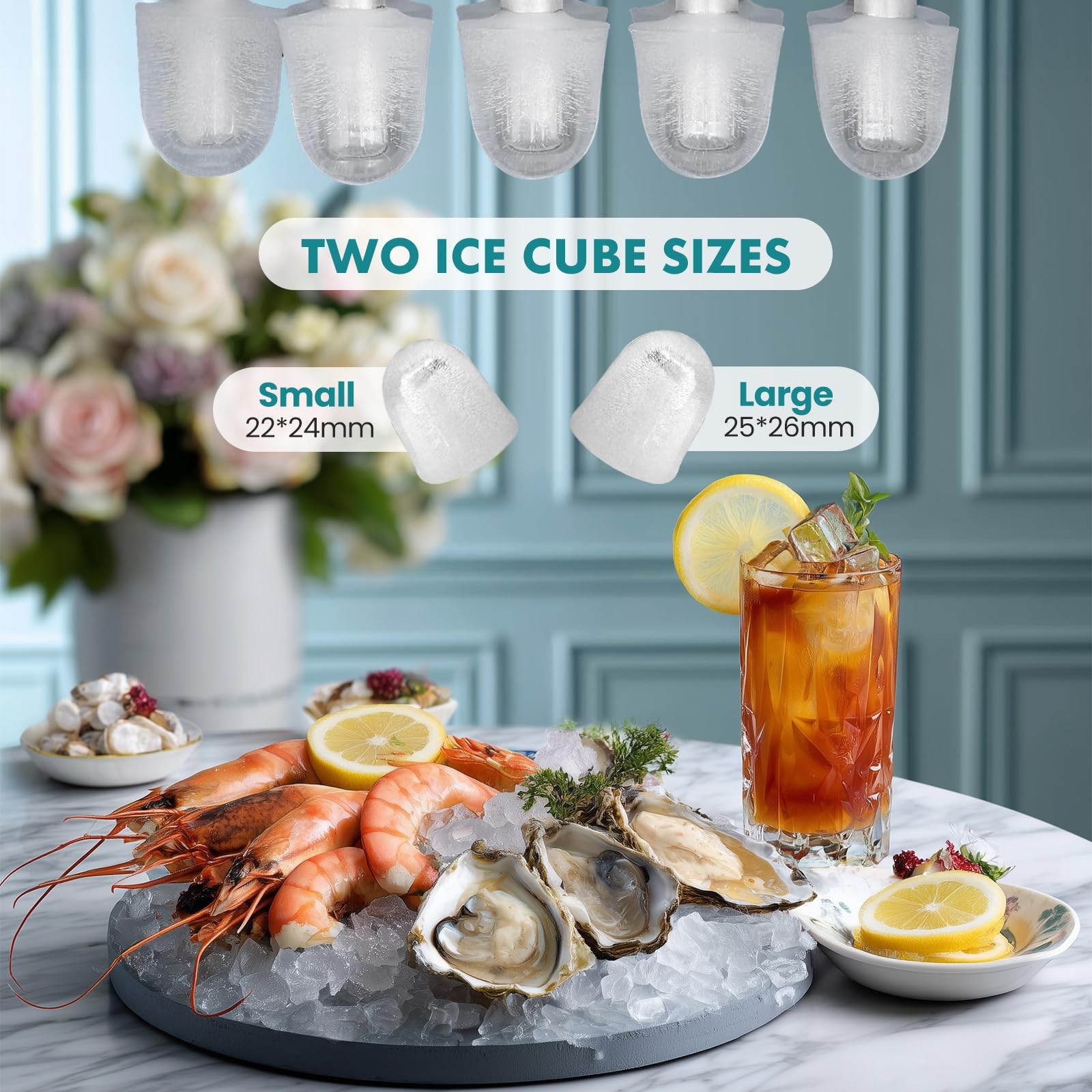 OLIXIS Ice Maker Machine with Handle,26lbs in 24 Hours,9 Cubes in 6 Mins,Auto…