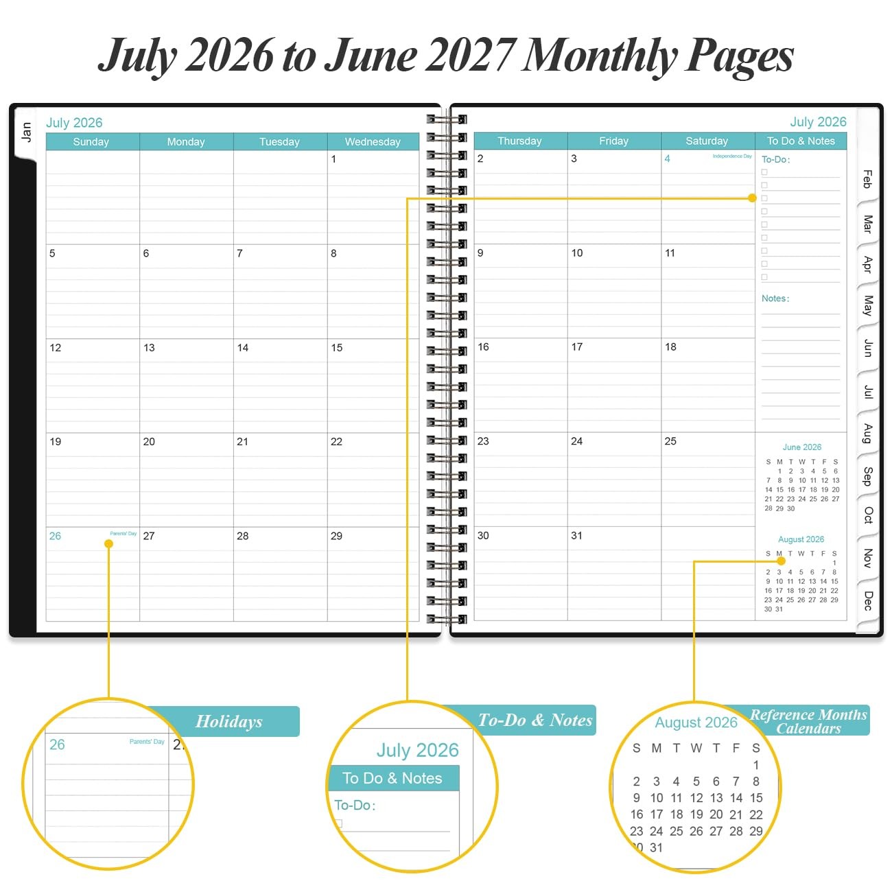 2026-2027 Daily & Monthly Planner – One Page Per Day, Daily Planner from July…