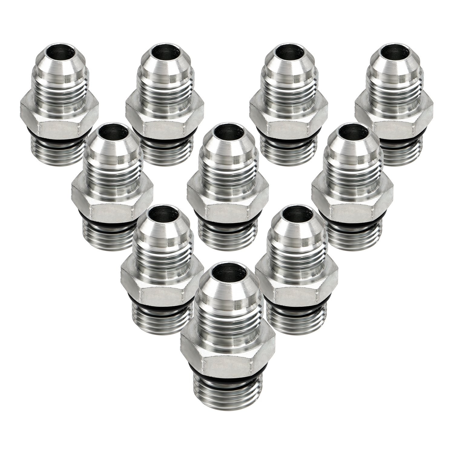 10x Hydraulic Hose Adapter Fittings: 3/8″ JIC 37° Male x #6 SAE/ORB Male Thread