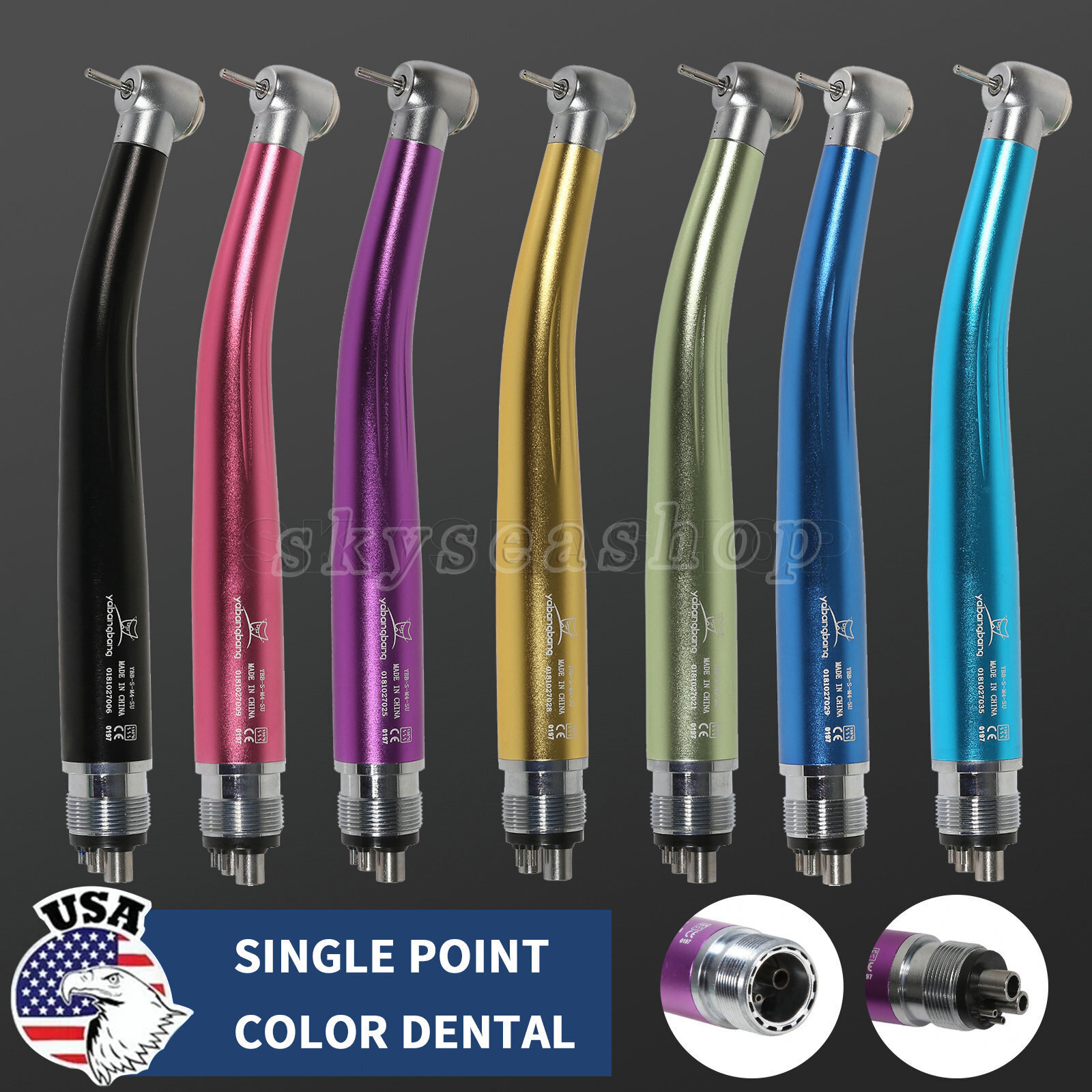 NSK Style Dental High Speed Handpiece Turbine 4 Hole/2 Holes 7 Colors Yabangbang
