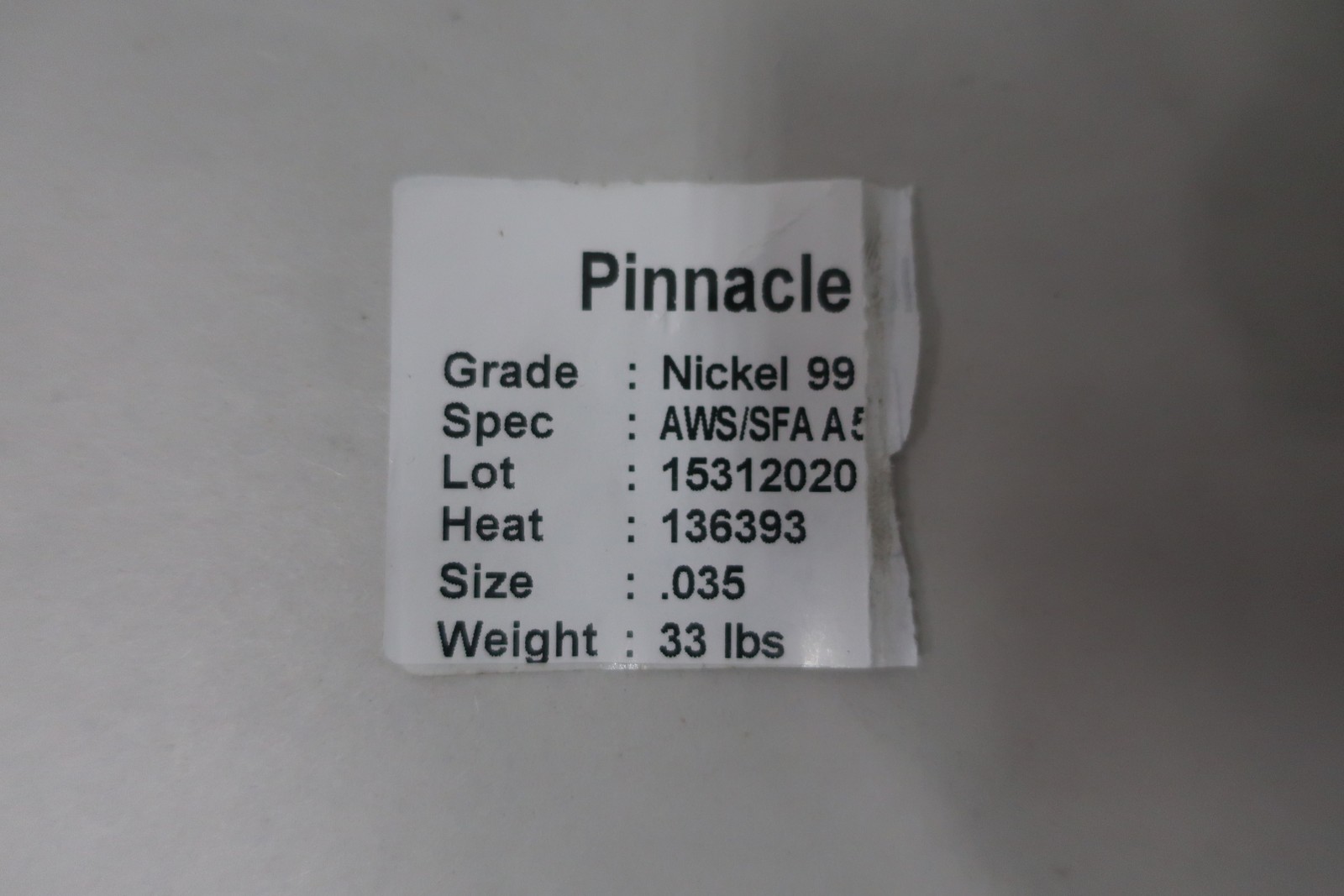 Pinnacle NICKEL 99 Erni-ci Mig Welding Wire 0.035in X 33lb