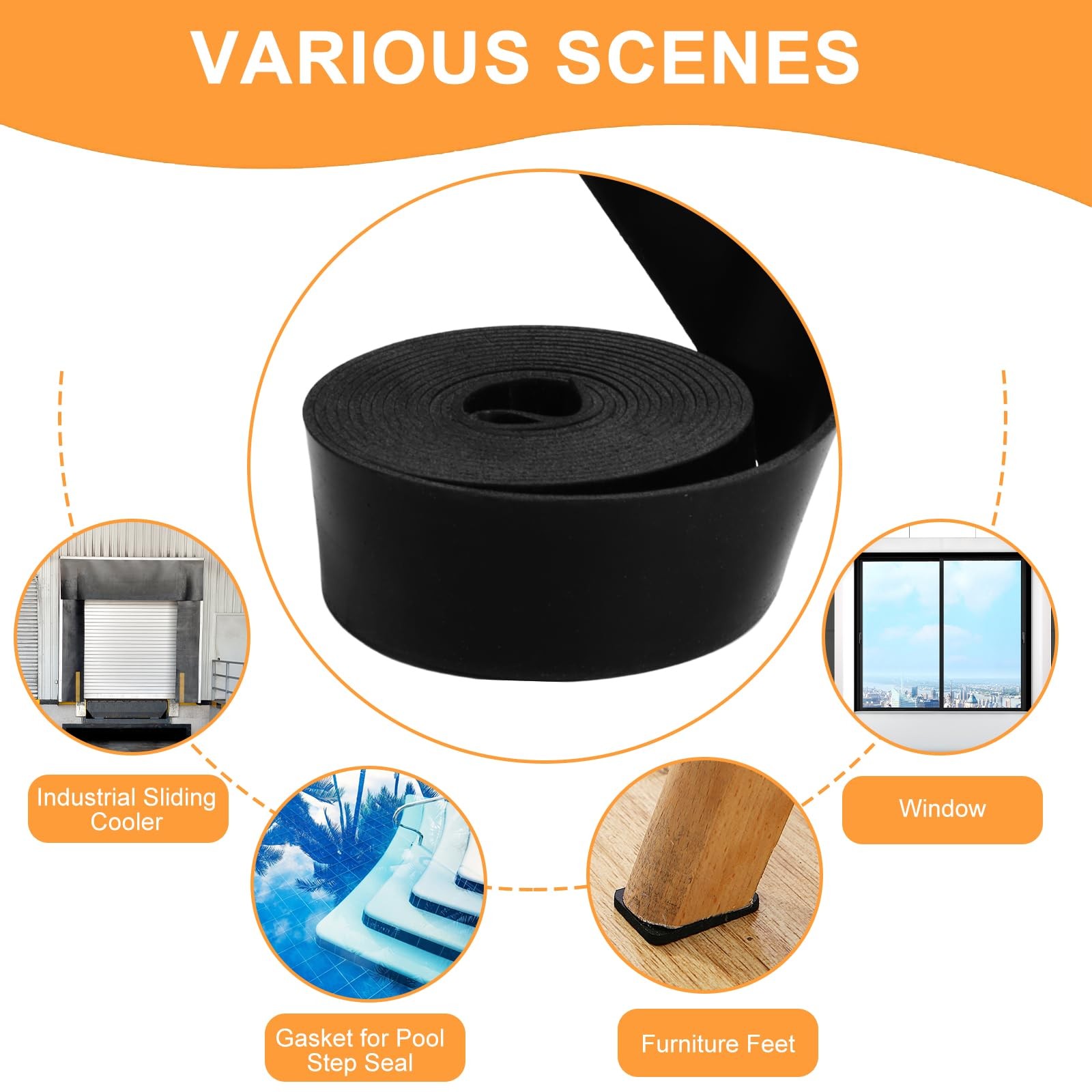 Rubber Strips With Adhesive Backing 1 In X 1/16 In X 10 Ft Neoprene Gaskets And
