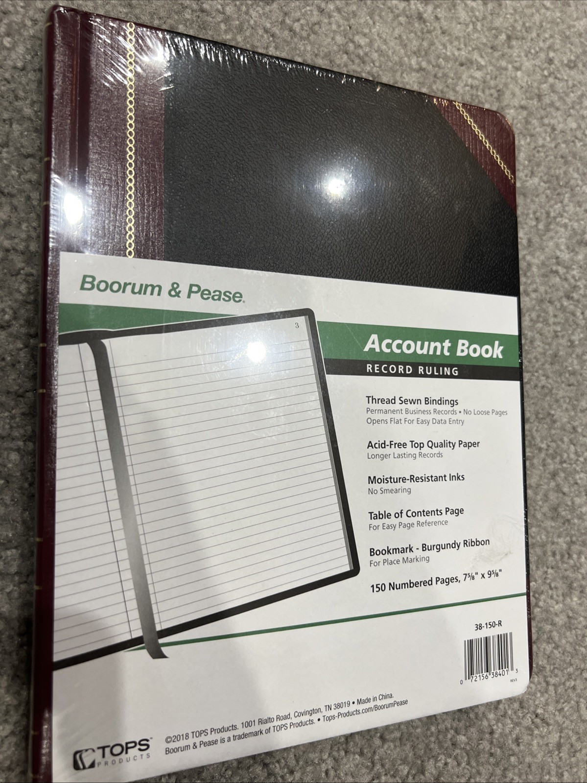 Boorum & Pease Account Book 38-150-R – 150 Pages – 7 5/8” x 9 5/8” – New