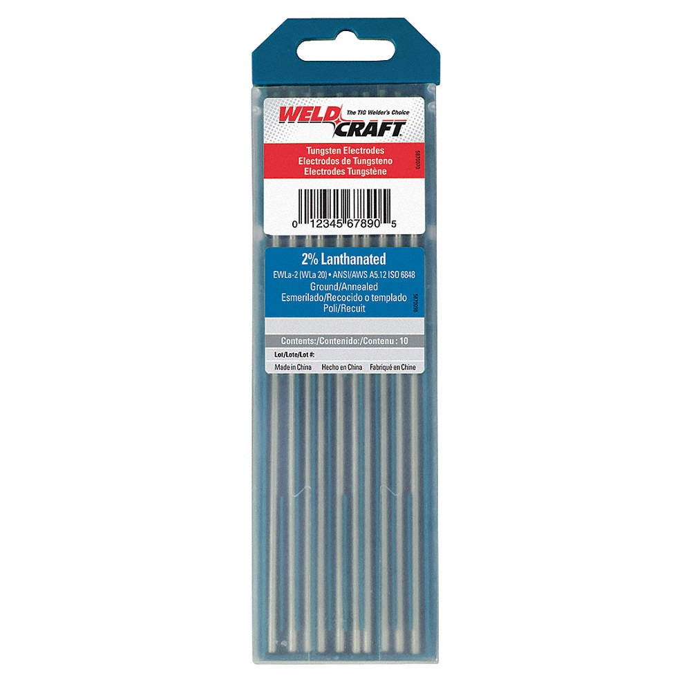 MILLER ELECTRIC WL2532X7 WELDCRAFT Blue Tungsten Electrode,PK10 22UM23