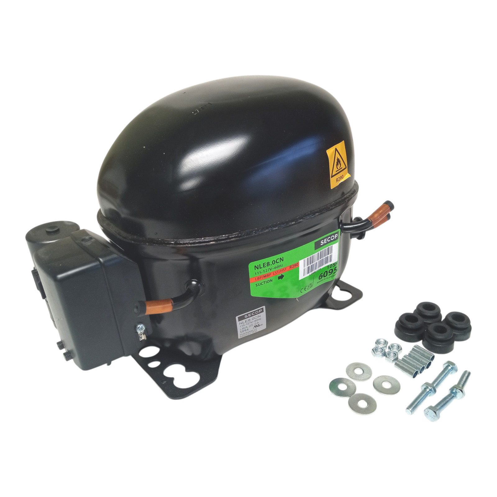 Secop NLE8.0CN Compressor 2/5HP LBP/MBP/HBP 115V R-290 for Beverage Air 219175