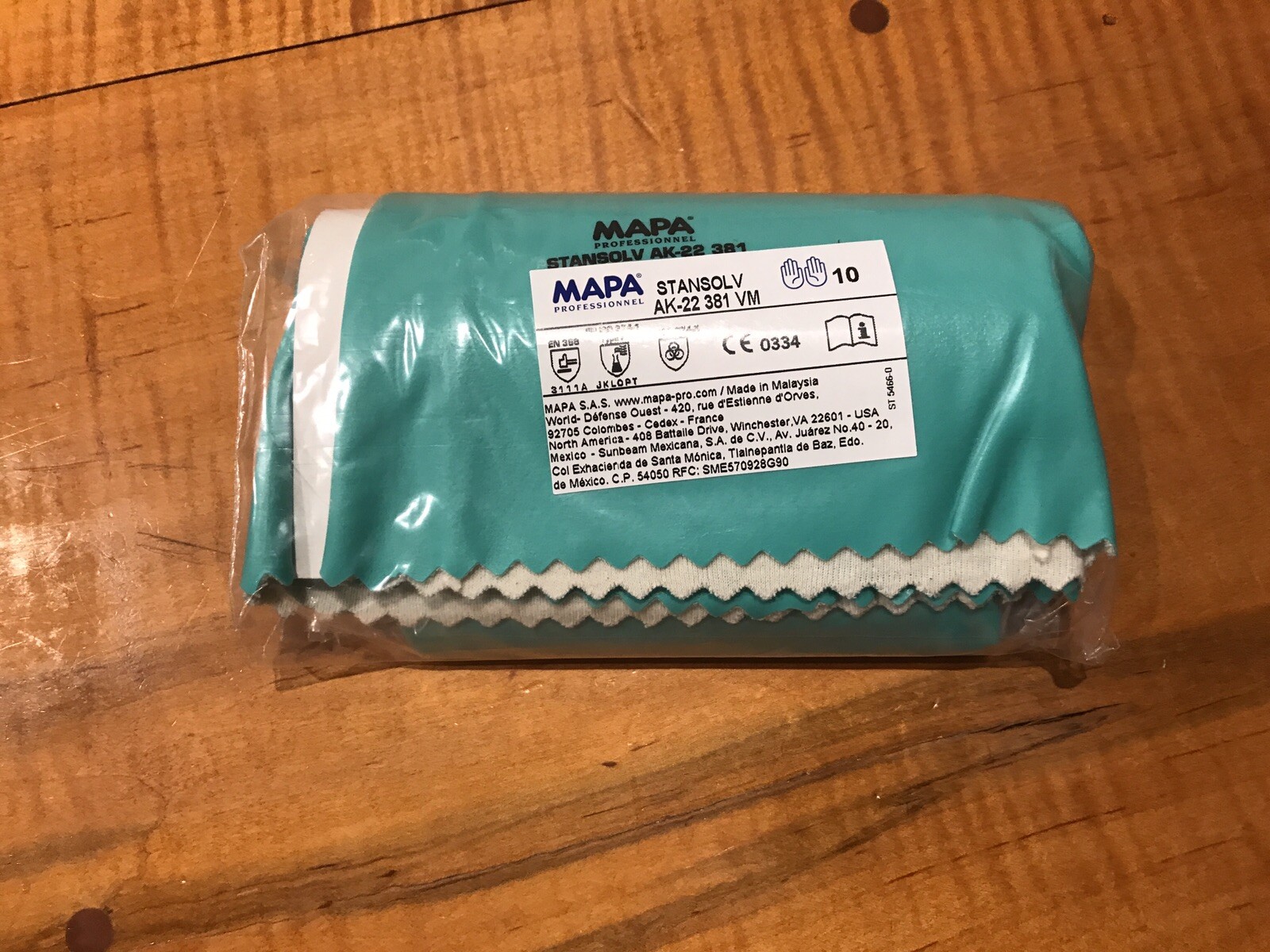 1 Pair Nitrile Lined Gloves Furniture Stripping Stansolv AK-22 381 MAPA Sz 10