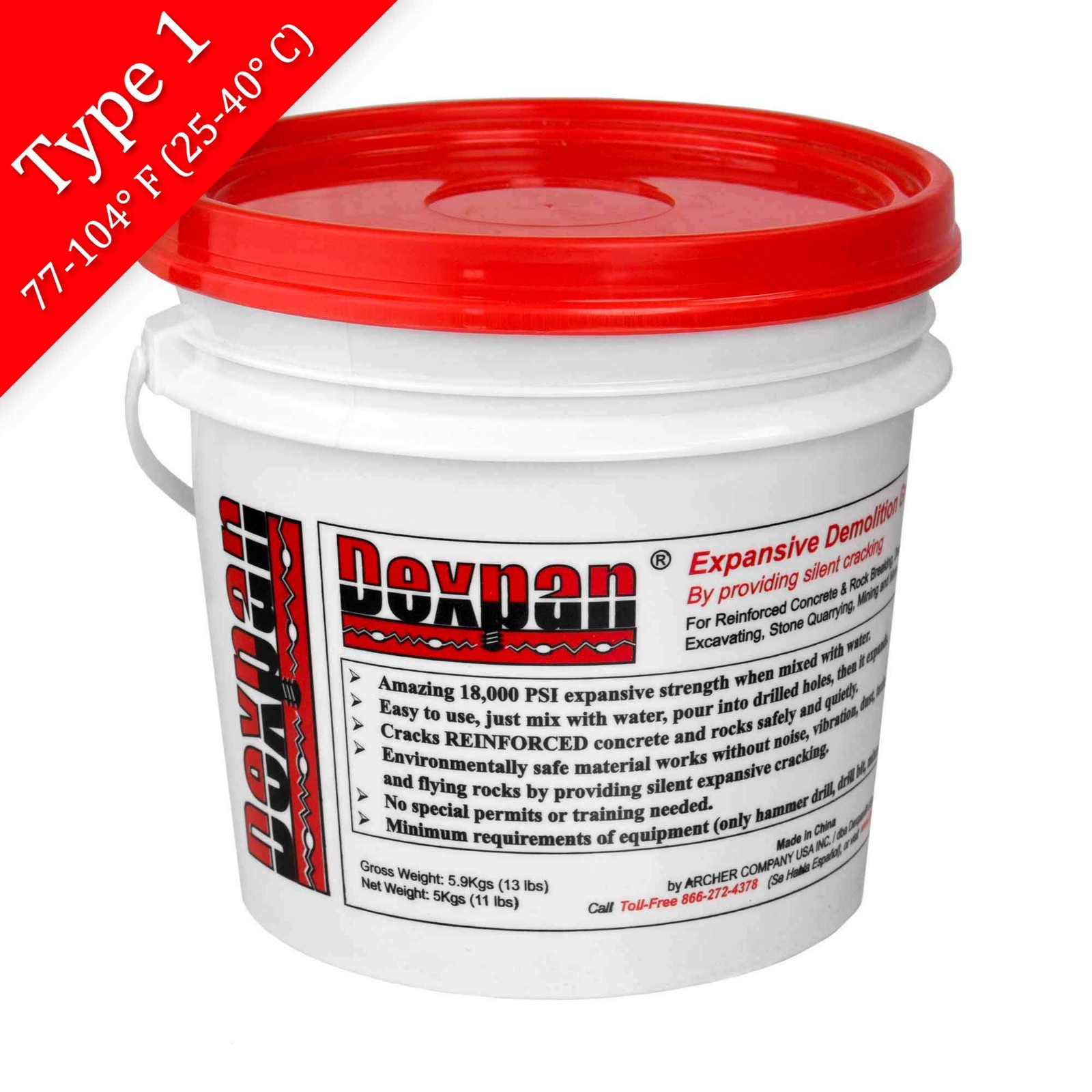 Dexpan Expansive Demolition Grout 11 Lb Bucket Rock Breaking Concrete Cutting
