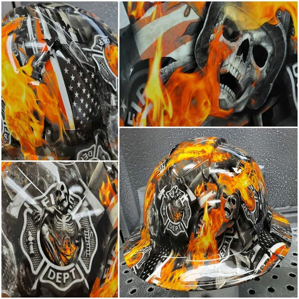 Hydrographic film Firefighter skulls hydro dip dipping 7′ x 20″